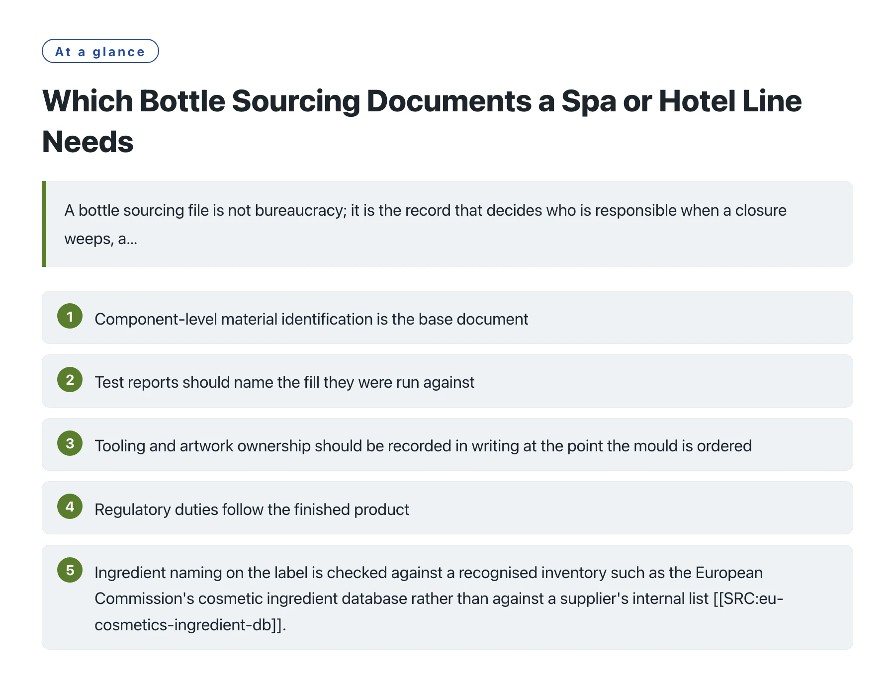 Which Bottle Sourcing Documents a Spa or Hotel Line Needs——全文要点速览